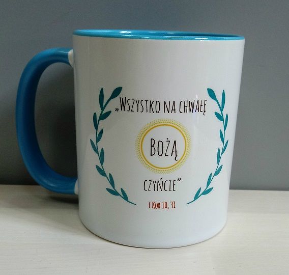 Kubek z kolorowym wnętrzem -  Wszystko na chwałę Bożą