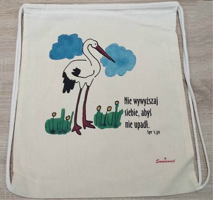 Plecak bawełniany ecru Nie wywyższaj siebie