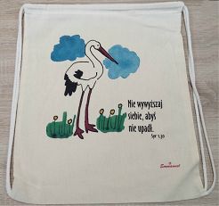 Plecak bawełniany ecru Nie wywyższaj siebie