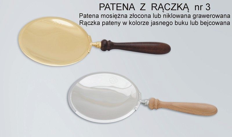 Mosiężna patena z rączką
