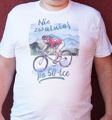 Koszulka biała Nie zwalniaj po 50-tce