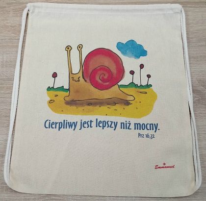 Plecak bawełniany ecru Cierpliwy jest lepszy niż mocny