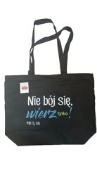 Torba plażowa czarna - Nie bój się wierz tylko