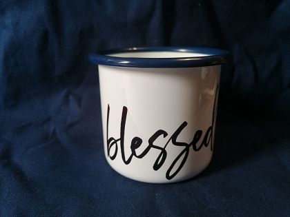 Kubek metalowy biały Blessed!