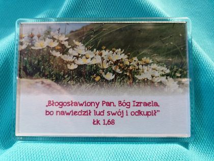 Magnes akrylowy 9,5 x 6,5 cm  Błogosławiony Pan Bóg Izraela...