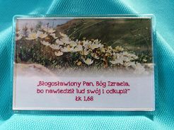 Magnes akrylowy 9,5 x 6,5 cm  Błogosławiony Pan Bóg Izraela...