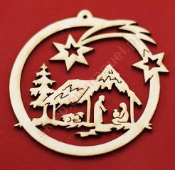 Ozdoba świąteczna z drewna mała wzór 1
