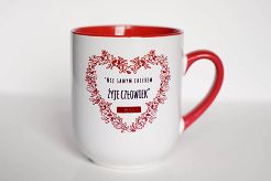 Kubek półokrągły z czerwonym wnętrzem Nie samym chlebem żyje człowiek