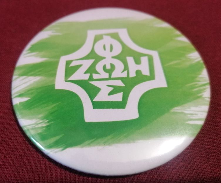 Przypinka button 7,8 cm zielona Foska