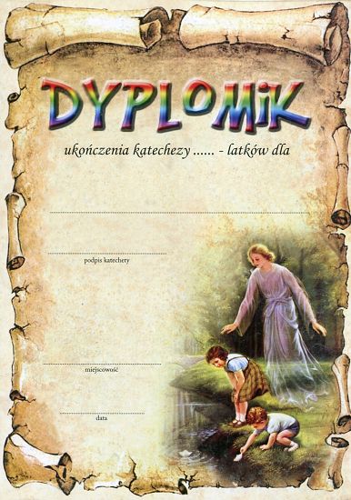 Dyplomik ukończenia katechezy  wzór 10 