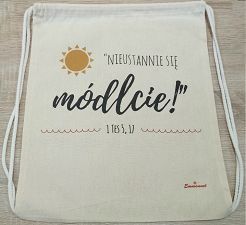 Plecak bawełniany ecru Nieustannie się módlcie