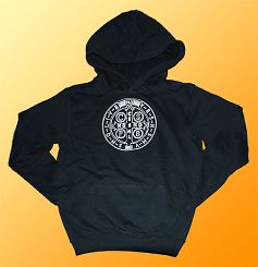 Bluza z kapturem czarna Krzyż Świętego Benedykta