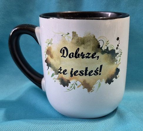 Kubek czarny Dobrze ze jesteś 290 ml