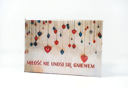 Magnes metalowy 8 x 5,5 cm - Miłość nie unosi się gniewem