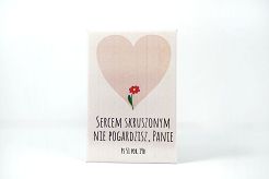 Magnes metalowy 8 x 5,5 cm - Sercem skruszonym nie pogardzisz Panie Ps 51, 19b