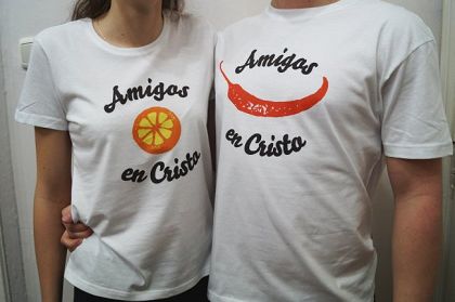 PAKIET Koszulka damska + męska Amigos en Cristo