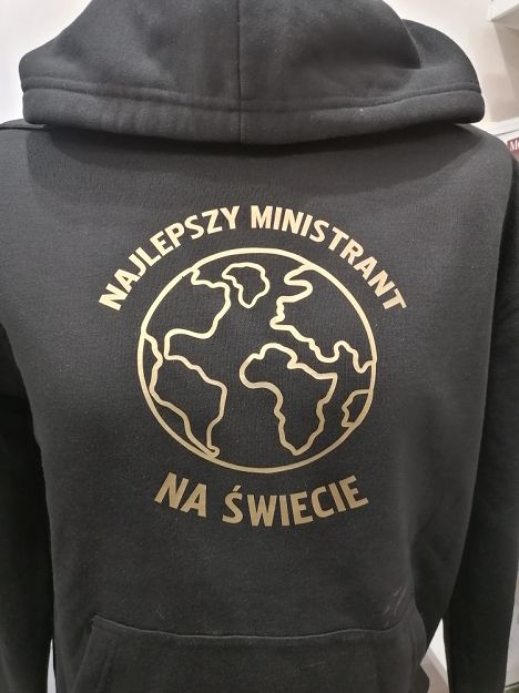 Bluza z kapturem czarna najlepszy ministrant na świecie