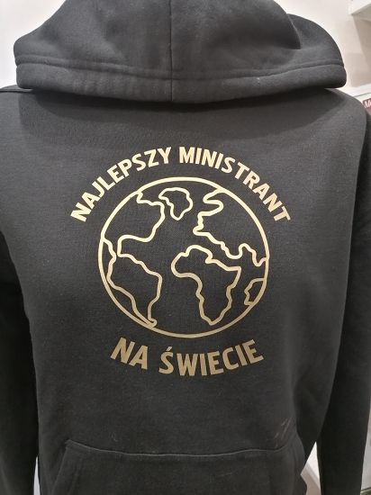 Bluza z kapturem czarna najlepszy ministrant na świecie