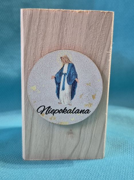 Świecznik drewniany Niepokalana