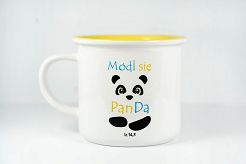 Kubek ceramiczny z kolorowym wnętrzem Módl się PanDa