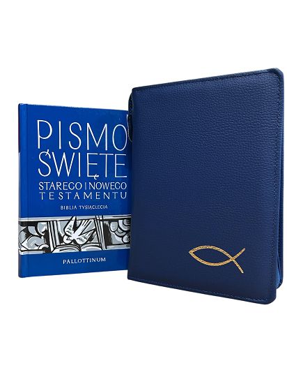 Etui na Pismo Święte format standardowy (Biblia Tysiąclecia) granatowe