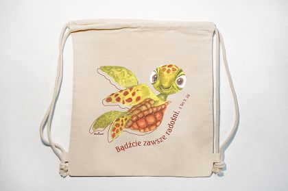 Plecak bawełniany ecru Bądźcie zawsze radośni 1 Tes 5, 16