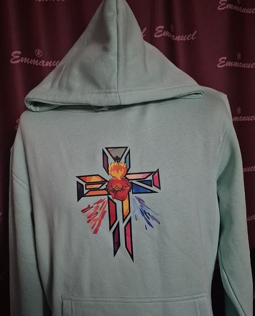 Bluza z kapturem miętowa krzyż