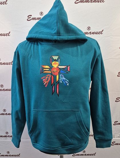 Bluza z kapturem morska Krzyż (witraż)