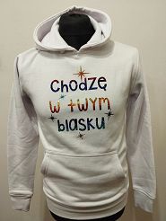 Bluza z kapturem biała - Chodzę w twym blasku