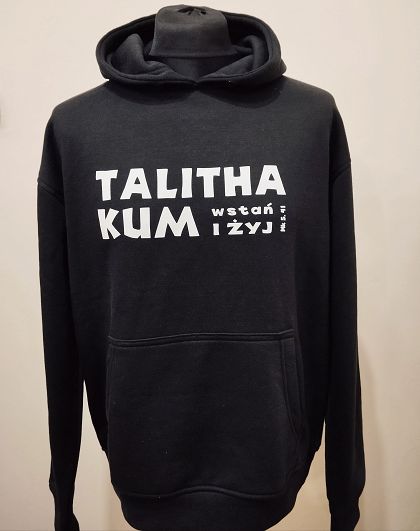 Bluza z kapturem czarna - Talitha kum. Wstań i żyj!
