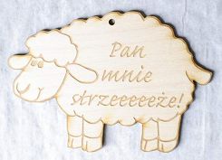 Obrazek drewniany owieczka 10 cm - Pan mnie strzeże