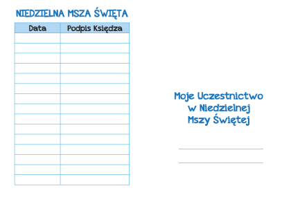 Kontrolki Moje Uczestnictwo w Niedzielnej Mszy Świętej