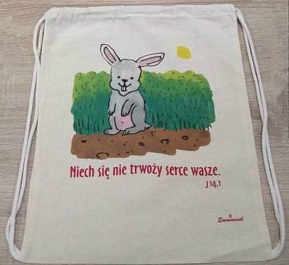 Plecak bawełniany ecru Niech się nie trwoży serce wasze