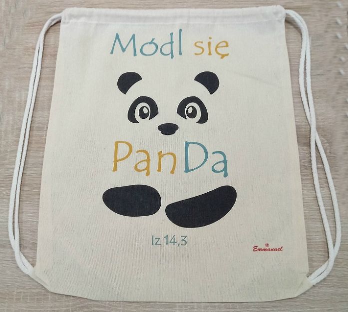 Plecak bawełniany ecru Módl się PanDa