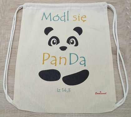 Plecak bawełniany ecru Módl się PanDa