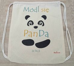 Plecak bawełniany ecru Módl się PanDa