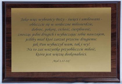 Tabliczka okolicznościowa grawerowana (177 x 228 mm)
