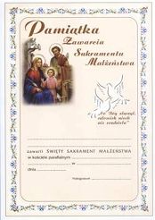 Pamiątka zawarcia sakramentu małżeństwa (wzór I)