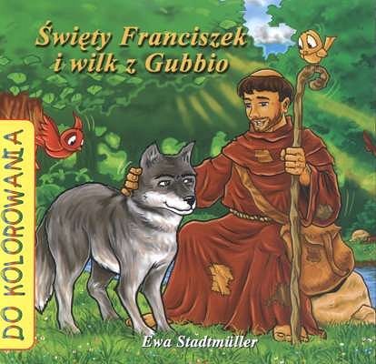 Święty Franciszek i wilk z Gubbio -kolorowanka