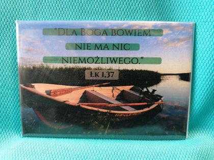 Magnes metalowy 8 x 5,5 cm Dla Boga bowiem nie ma nic niemożliwego