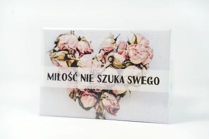 Magnes metalowy 8 x 5,5 cm - Miłość nie szuka swego