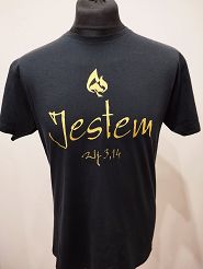 Koszulka czarna JESTEM Wj 3,14