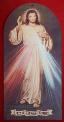 JEZU UFAM TOBIE - obrazek drewniany kolorowy 28 cm